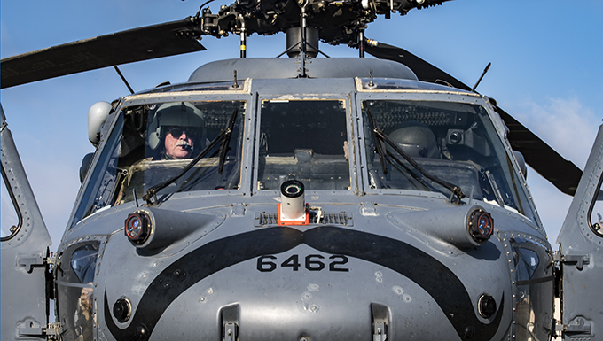 Retired U.S. Army Chief Warrant Officer 3, James Turnage Sr., 41st Helicopter Maintenance Unit contractor maintenance pilot, left, performs a preflight systems check, March 22, 2017, at Moody Air Force Base, Ga. The 41st HMU is responsible for Moody’s Pave Hawk fleet. Through innovation and preventative maintenance, they ensure each of their 13 Pave Hawks receive the upkeep needed to accomplish the mission. (U.S. Air Force photo by Airman 1st Class Janiqua P. Robinson)